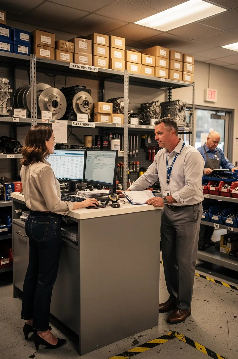 Informationsdisplay zeigt übersichtliche Serviceintervalle und geplante Wartungsarbeiten für Firmenflotten.