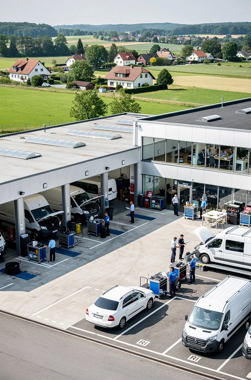 Detailaufnahme eines Mechanikers, der routinemäßige Inspektionen an einem Lkw durchführt.